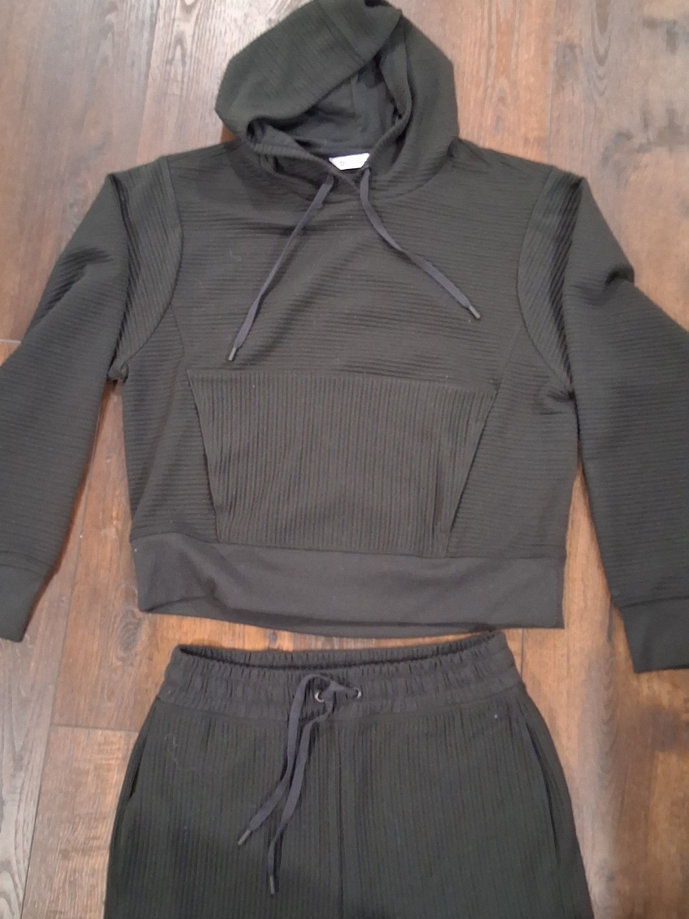 Womens DSG Black Ribbed Hoodie & Jogger Set